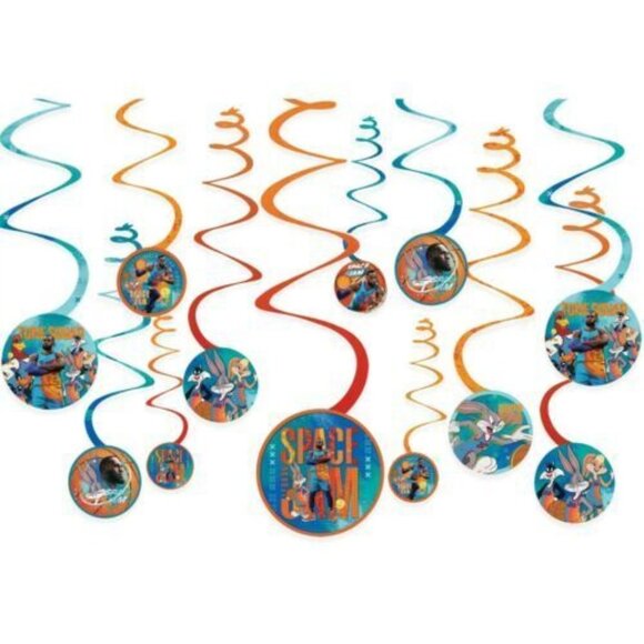 NEW Space Jam 'A New Legacy' Hanging Paper Swirl Decorations (12ct) Looney Tunes - Picture 1 of 3